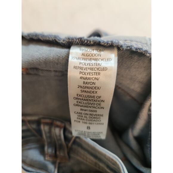 Democracy Jeans Womens Sz 8 Blue "Ab" Solution Technology Whiskers Distressed - Picture 10 of 15